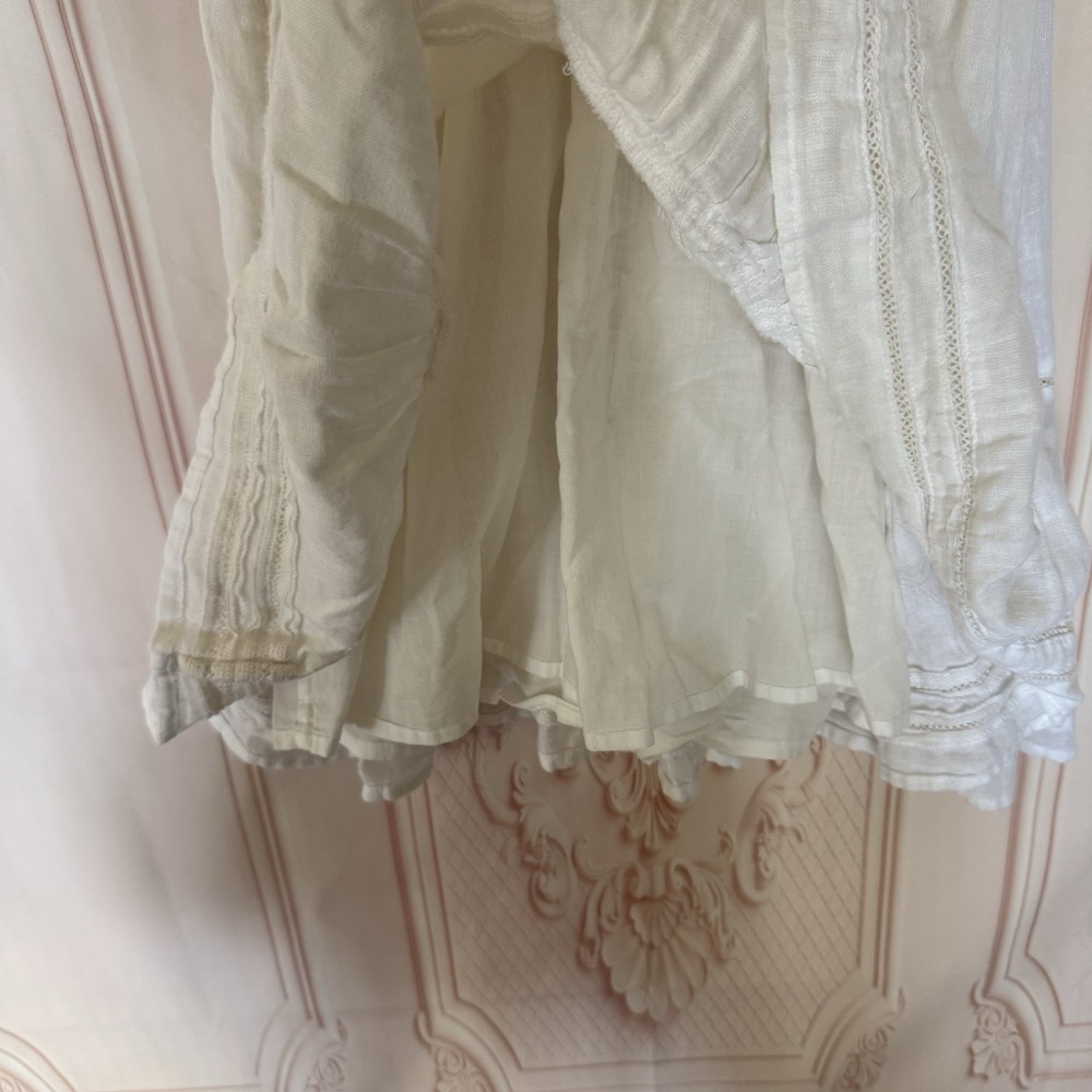 Rails Tara Smocked Crochet Inset Dress White Women's Size XS Linen Blend Boho - Picture 5 of 10